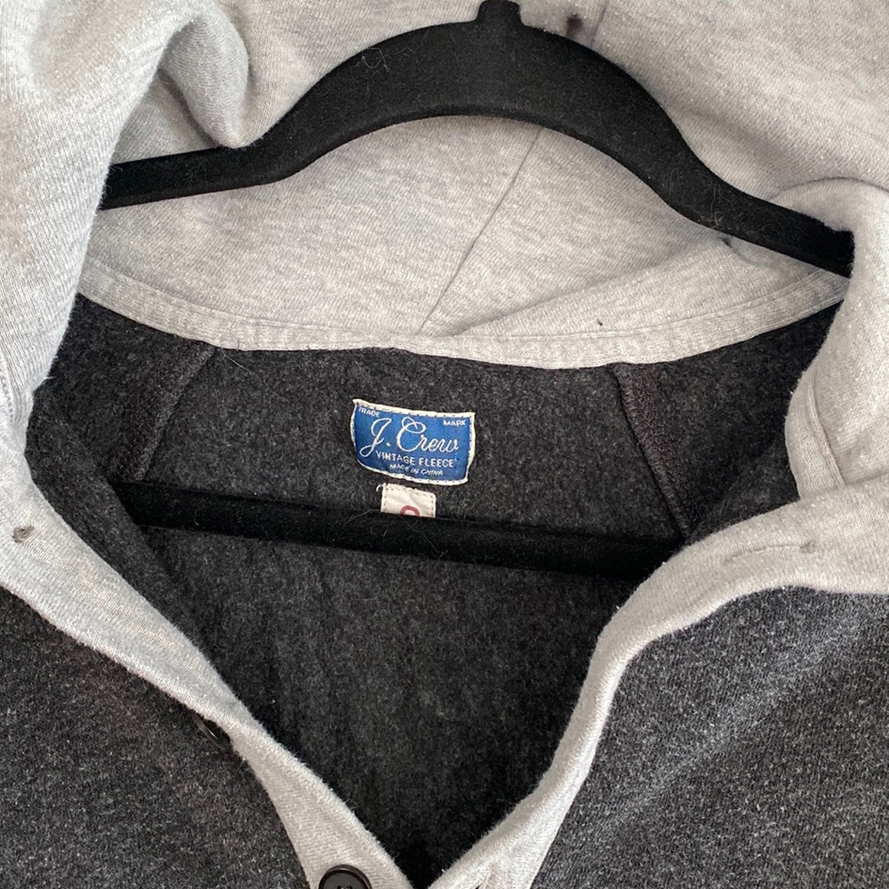 J. Crew Vintage, hoodie, heathers gray, 2/4 button